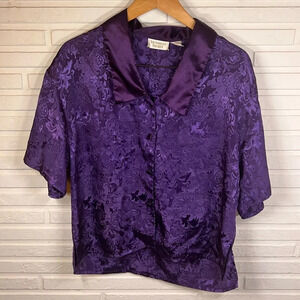 Victoria’s Secret Gold Label Vintage Purple Satin Sleep Top, Women’s Size Medium
